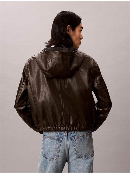 cropped hooded faux leather jack CALVIN KLEIN JEANS | LV047G516GTO2